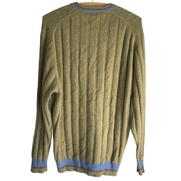 HOUSE OF CASHMERE MENS V-NECK PULLOVER SWEATER  | 100% CASHMERE |GREEN | SIZE XL - Picture 2 of 9